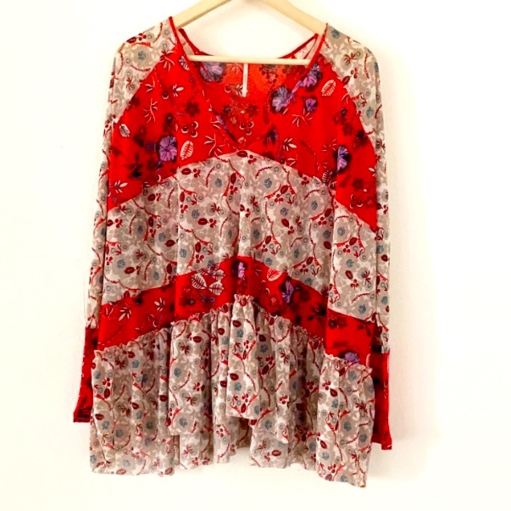 Free People Boho Long Sleeve Floral Blouse - Picture 4 of 10